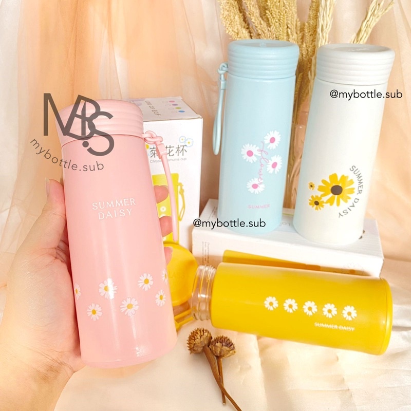 Jual Botol Kaca Daisy Bunga Summer Tumbler Glass NON BOX Termos Air ...