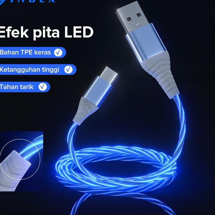 Jual Super Jualan 3A Kabel Data Fast Charging Glowing LED Flowing Light ...