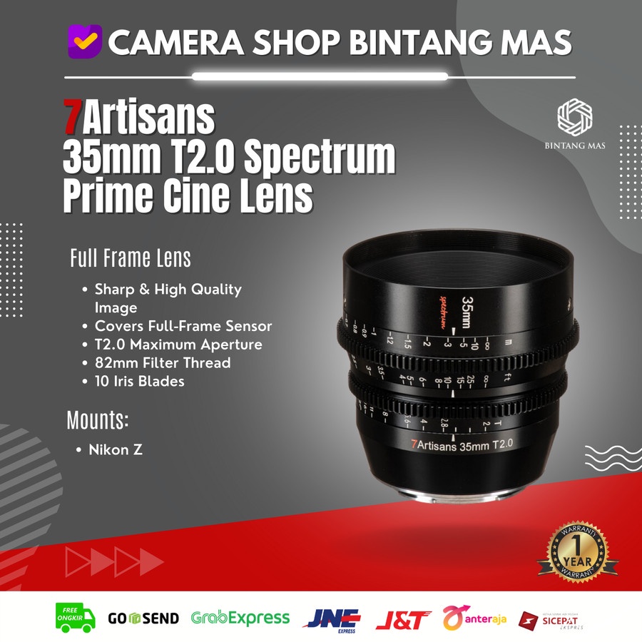 Jual 7artisans 35mm T2.0 Spectrum Prime Cine Lens Full Frame Sensor ...