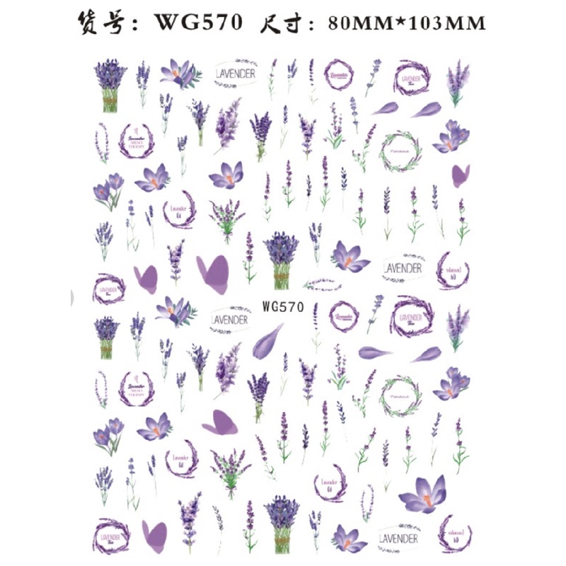 Jual Pretty Purple Flower Lavender Ultra Thin Nail Sticker Stiker Kuku ...
