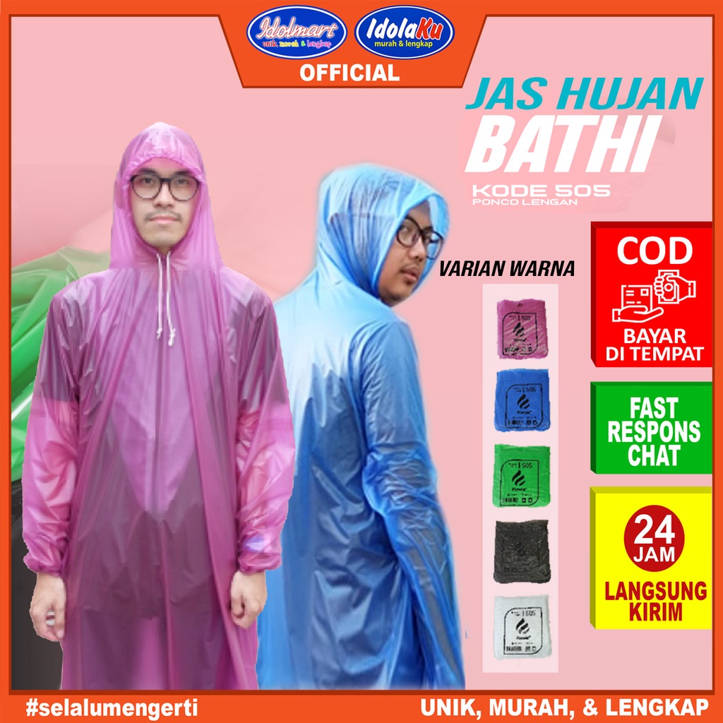 Jual IDOLMART Jas Hujan Plevia Raincoat Bathi 505 Karet Murah Poncho