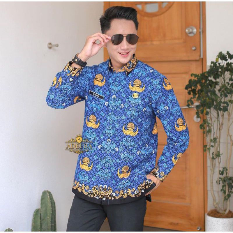 Jual seragam korpri pakai furing,seragam ASN krah&manset hitam | Shopee ...