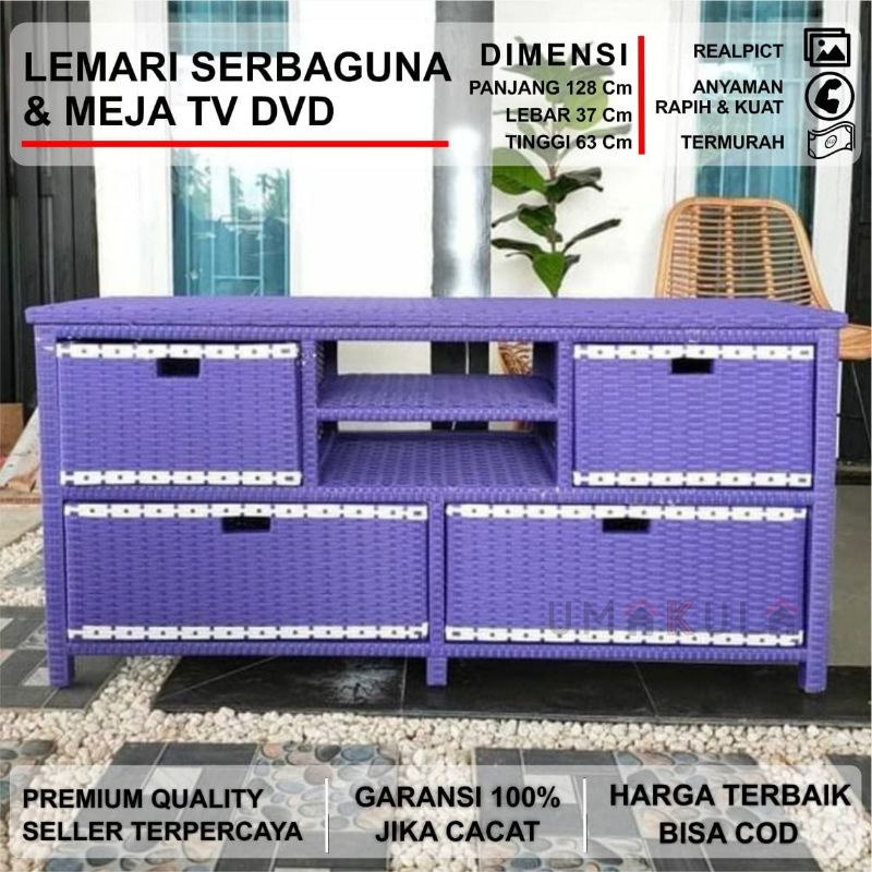 Jual RAK 6 BUFFET TV&DVD ROTAN SINTETIS 2 LACI PANJANG VARIASI RANTAI ...