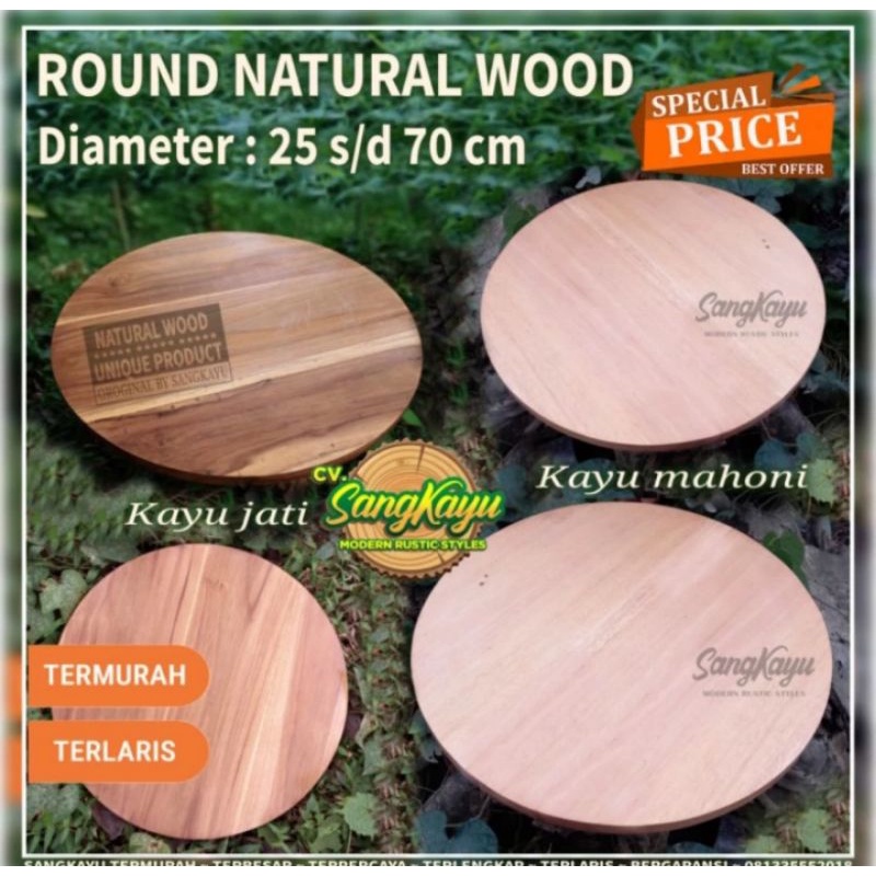 Jual Round Wood Kayu Bulat 35 Cm Nampan Talenan Kayu Daun Meja Sudut ...