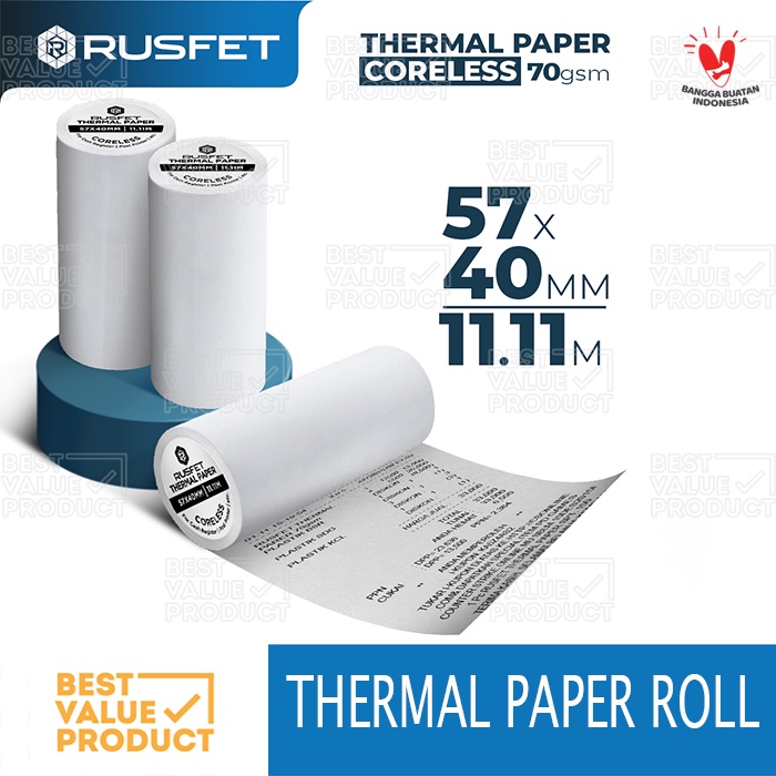 Jual Thermal Paper 57 X 40 Kertas Struk Thermal 57x40 CORELESS SATUAN Shopee Indonesia