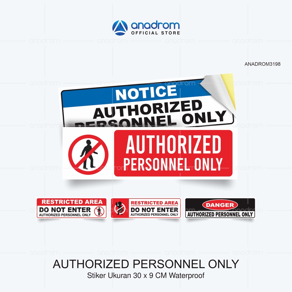Jual Stiker Authorized Personnel Only I Size 30x9 Cm I Anadrom 3198 ...