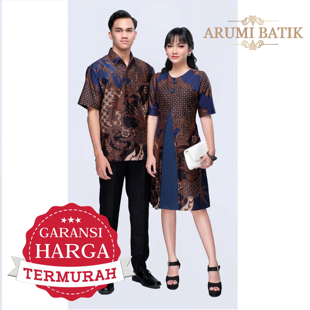 Jual Sarimbit Keluarga Seragam Natal Pria Wanita Dress Batik 3154 Biru ...