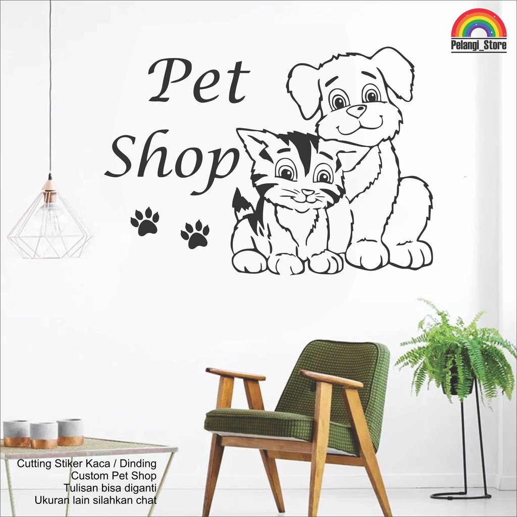 Jual Wall sticker stiker dinding pet shop sticker cutting tembok stiker ...