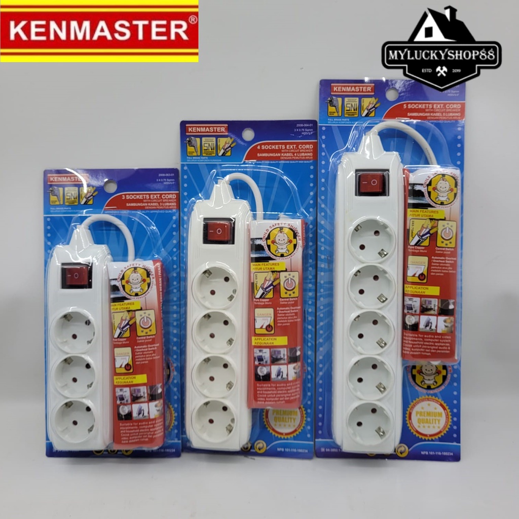 Jual Kenmaster Stop Kontak 3 4 5 6 Lubang Overheat Protector Colokan ...