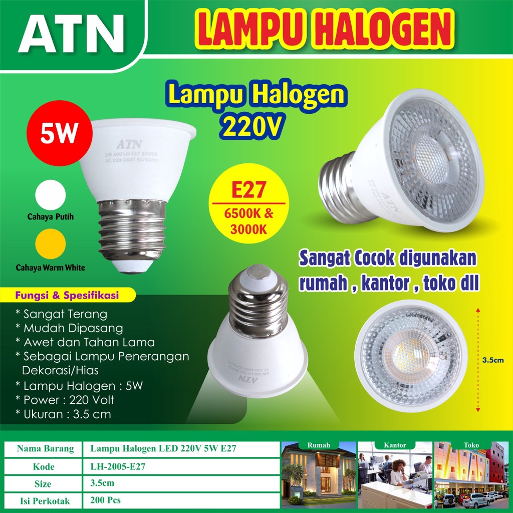 Jual Cod Lampu Halogen Led Cob Spotlight Led Watt Fitting E Watt