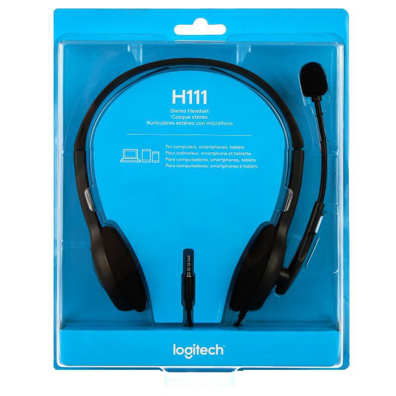 Jual Logitech H111 Stereo Headset with mic Headphone Earphone | Shopee ...