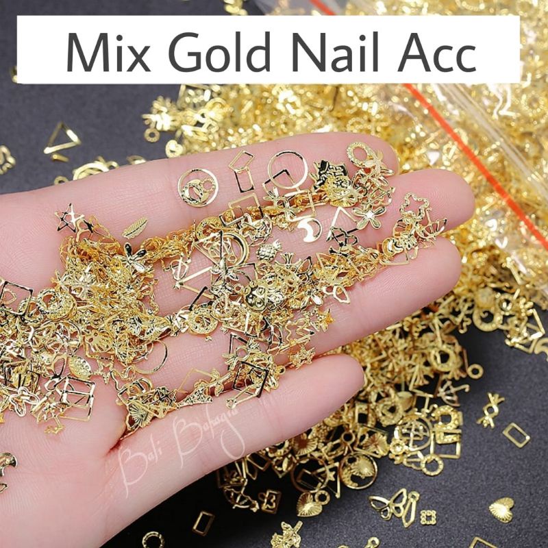 1Pot Nail Art Rhinestones Irregular Metal Pearl Beads Studs Mixed Nail  Decoration Multi-Designs DIY Nail Gems Jewelry 3D Decals