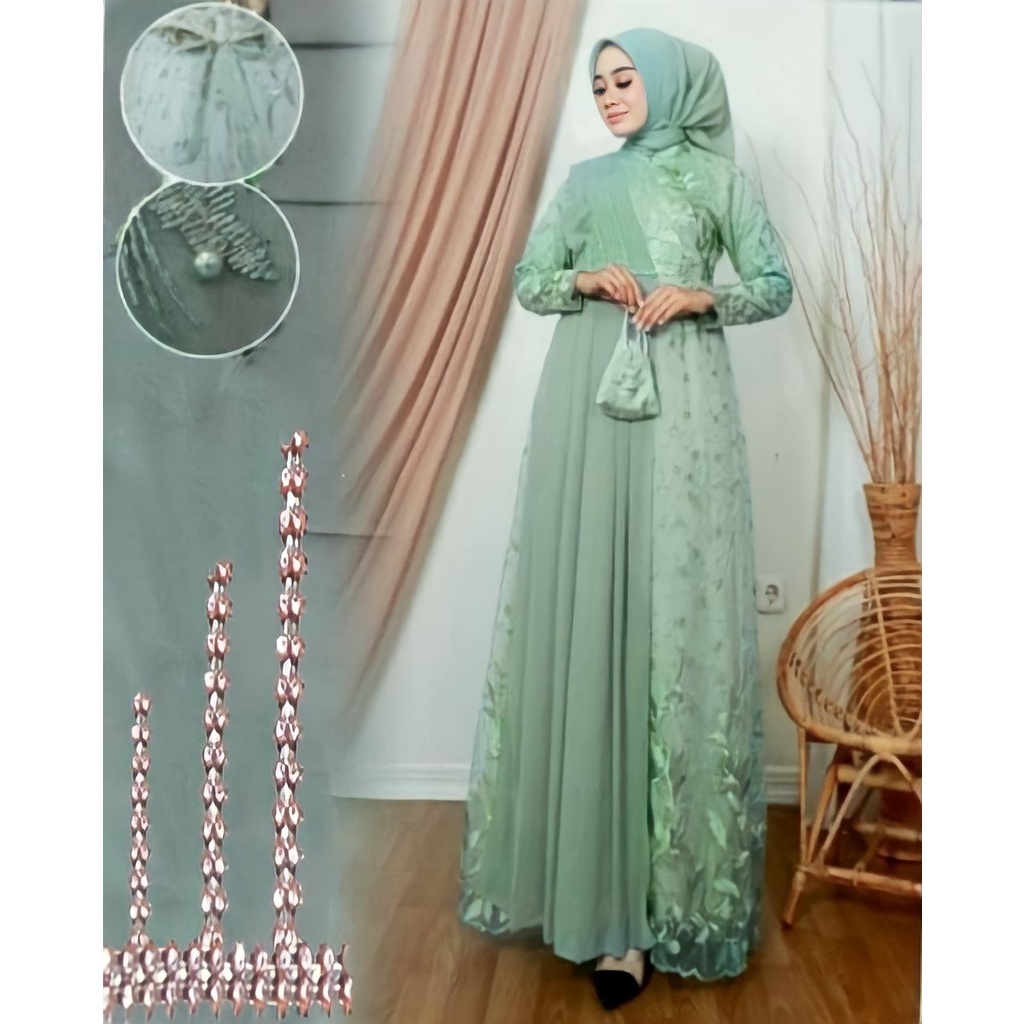 Jual Gamis Abaya Brukat Kondangan/Gamis Tile Pesta/Dress Kondangan