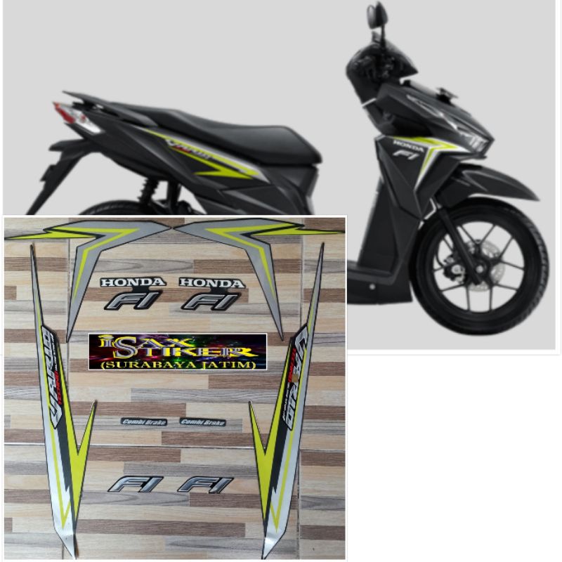 Jual striping original Honda Vario 125 techno ISS hitam hijau tahun