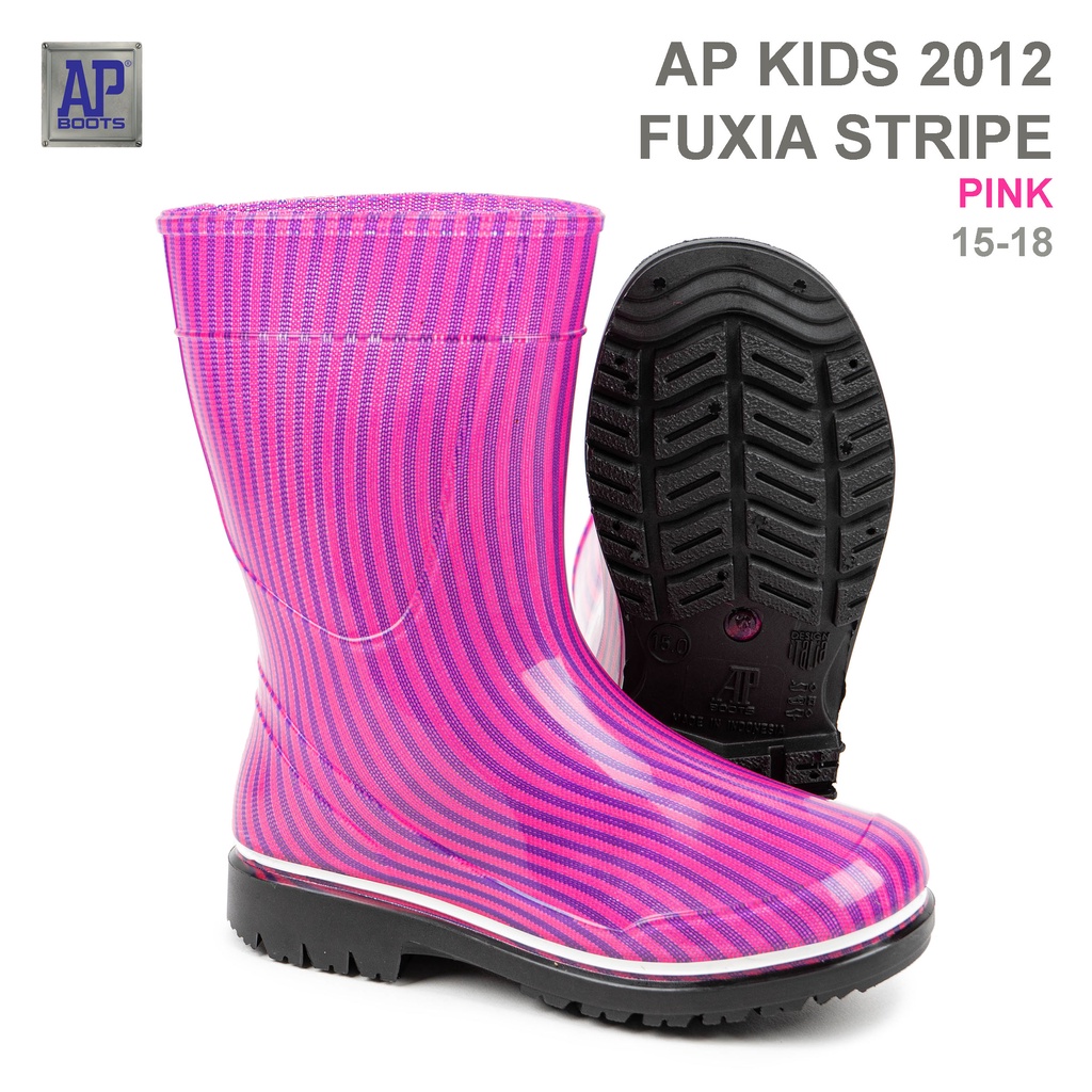 Jual AP Boots AP KIDS 2012 FUXIA STRIPE - Sepatu Boot PVC | Shopee ...