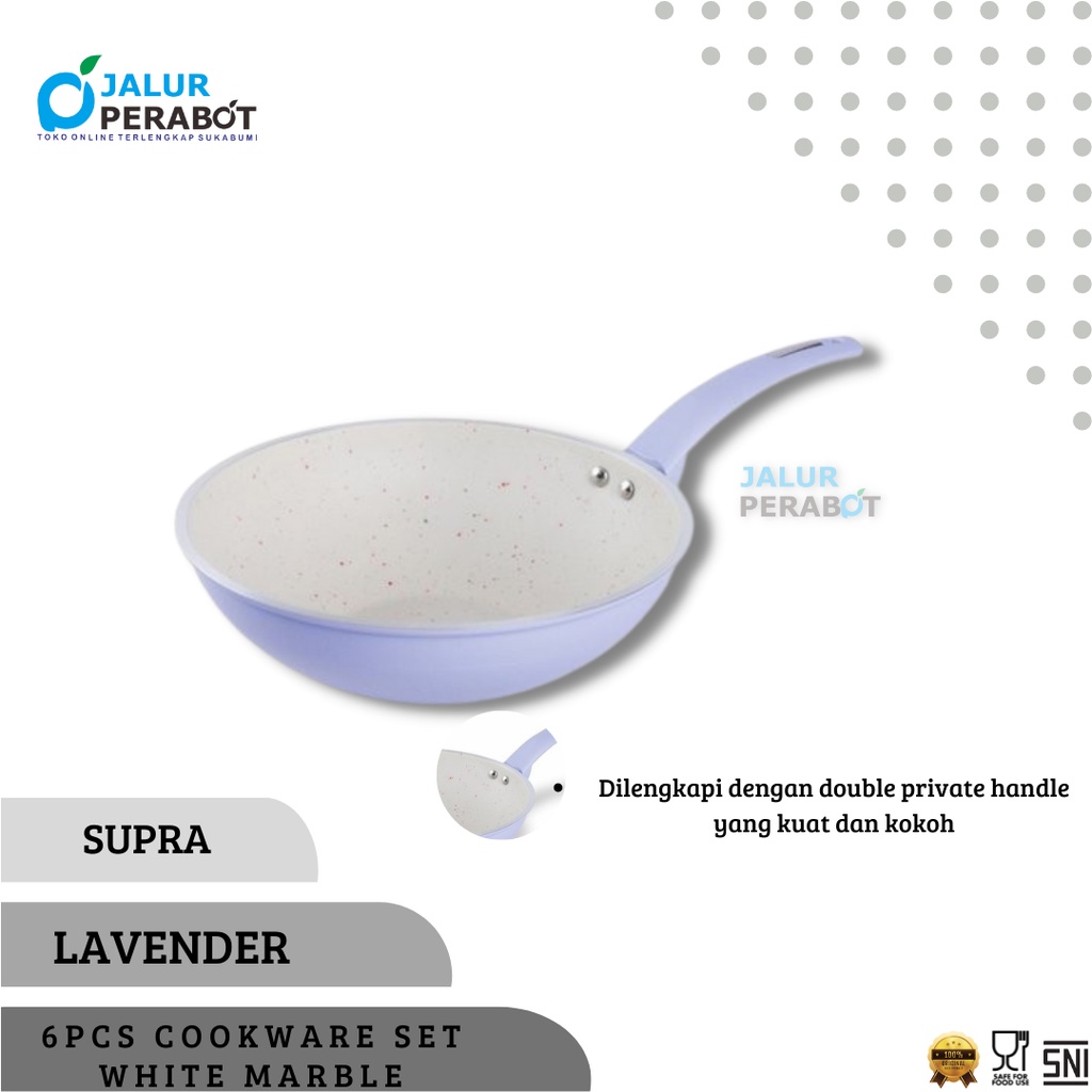 Jual panci set supra 6pcs white marble / cookware set anti lengket ...