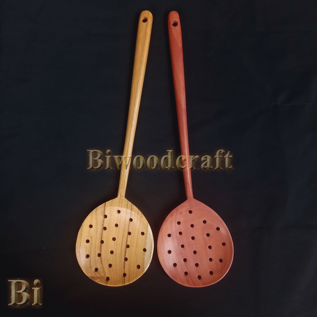 Jual Spatula kayu Bulat Lobang Jaring sawo 40 cm Sutil kayu jaring