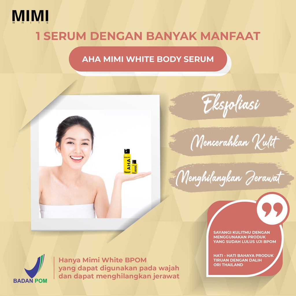 Jual MIMI WHITE AHA White Body Serum 100ML BPOM | Shopee Indonesia