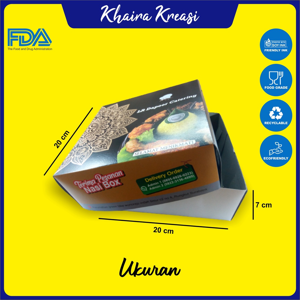 Jual Cetak Custom Dus Nasi / Dus Catering / Kotak Nasi / Ukuran 20x20x7 ...