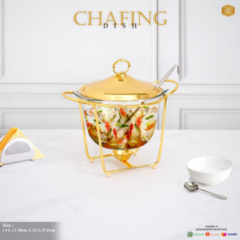 Jual Chafing dish + spoon gold 4liter chatrine | Shopee Indonesia