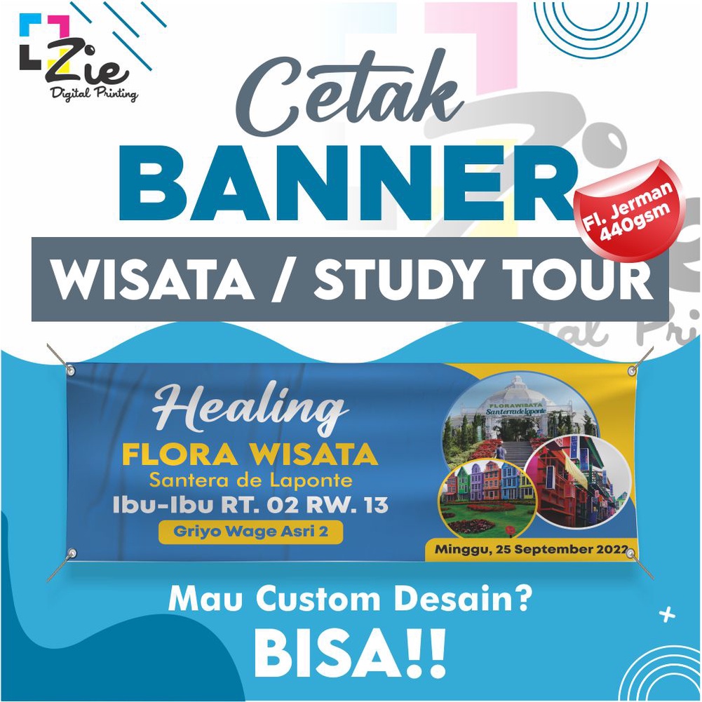 Jual Cetak Banner Wisata & Study Tour Frontlite Bahan Jerman 440gr