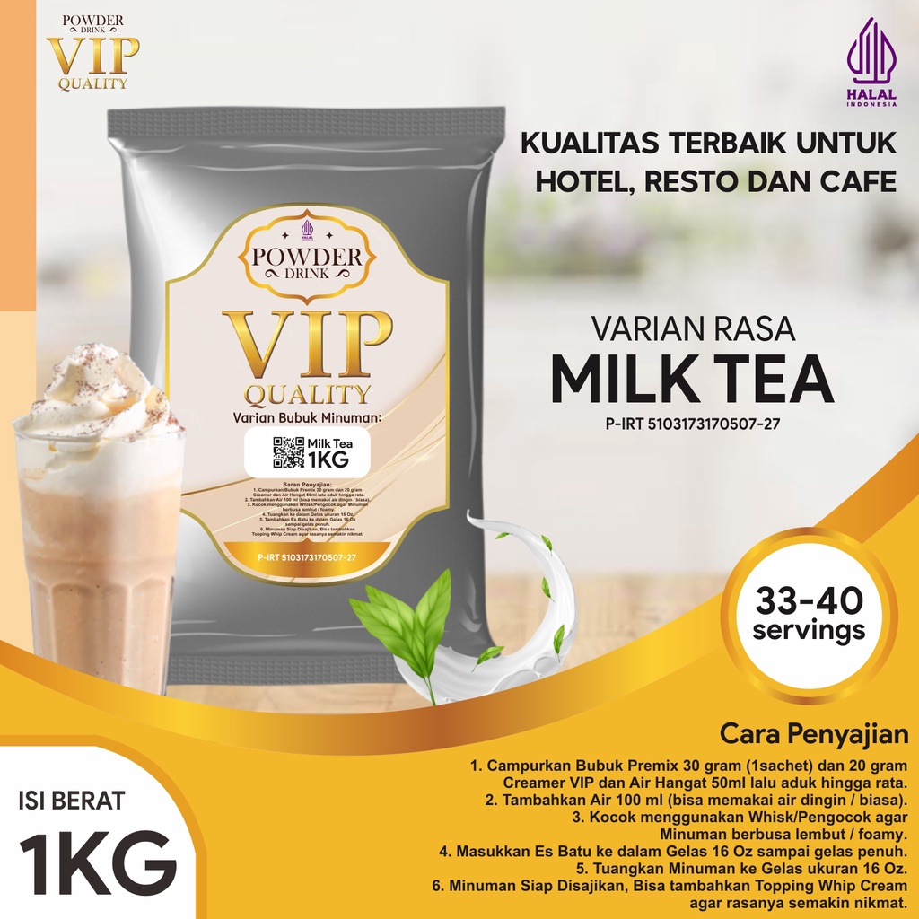 Jual Bubuk Minuman Kualitas VIP Rasa Milk Tea 1 Kg Teh Susu Bubuk ...