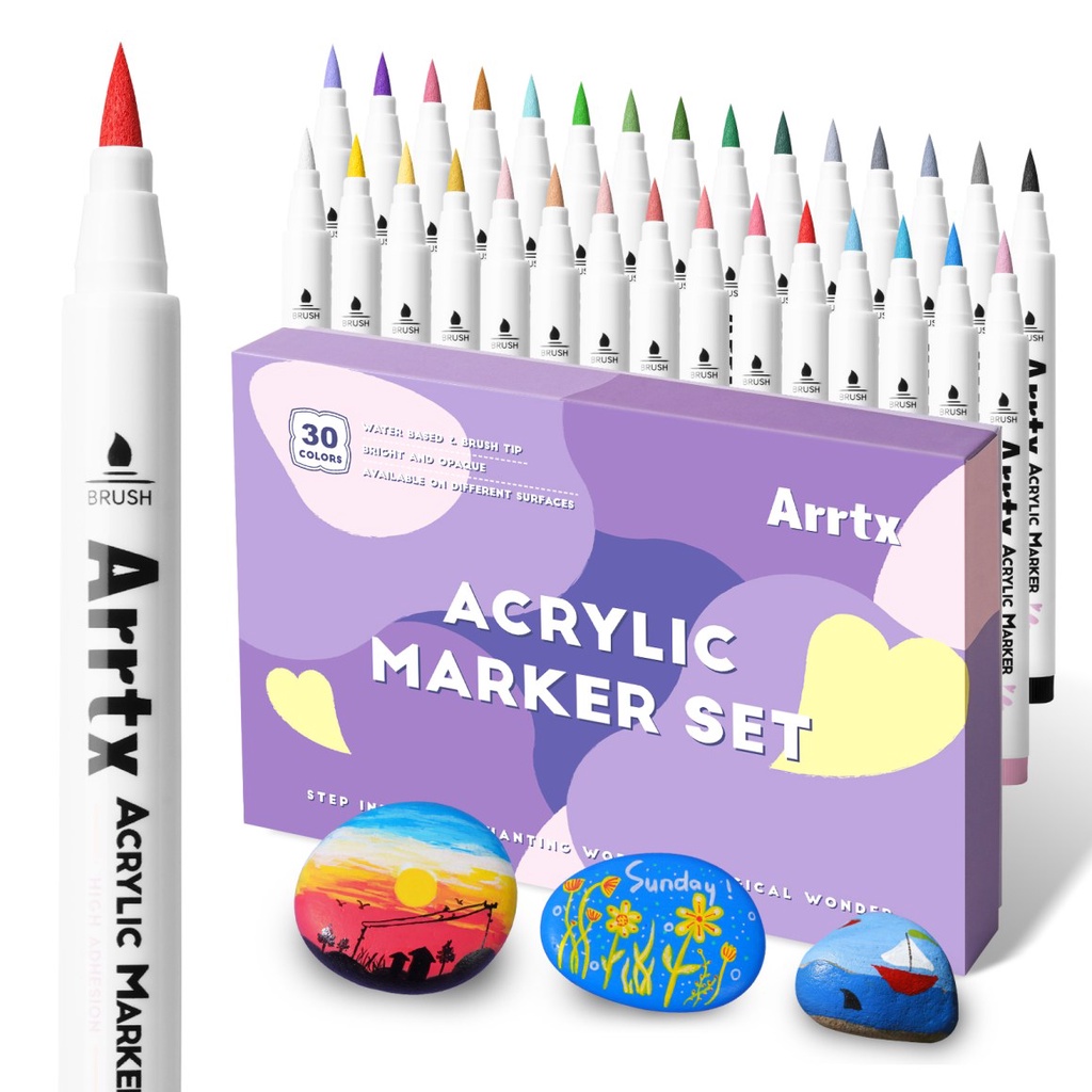 Jual Arrtx Acrylic Brush Marker Spidol Akrilik Set Clr Shopee Indonesia