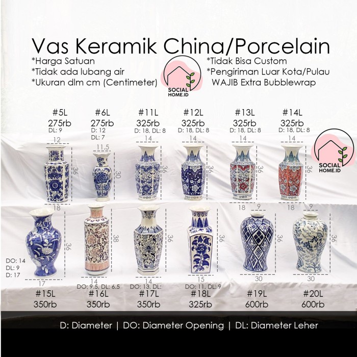 Jual Vas Bunga Keramik Porcelain China Putih Vas Imlek Cny Tinggi