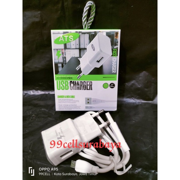 Jual Charger ATS Fast charging micro USB (Packing Hijau) | Shopee Indonesia