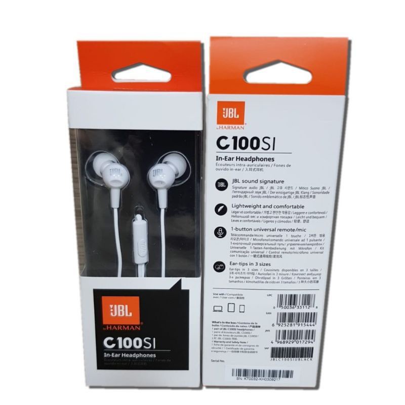 Jbl C100si Earphones Jual Headset JBL C100SI Stereo Bass Shopee