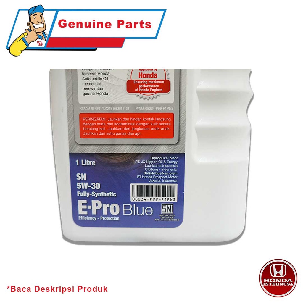 Jual Oli Mobil Honda E-Pro Blue 5W-30 1Liter 08234P99F1PND | Shopee ...