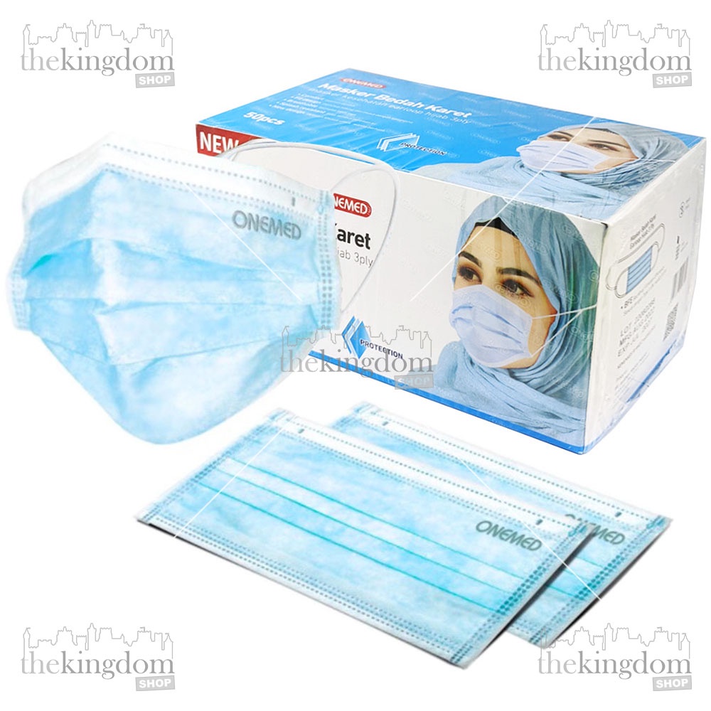 Jual Onemed Mask 3ply Headloop /50 Masker Hijab Bedah Karet Jilbab ...