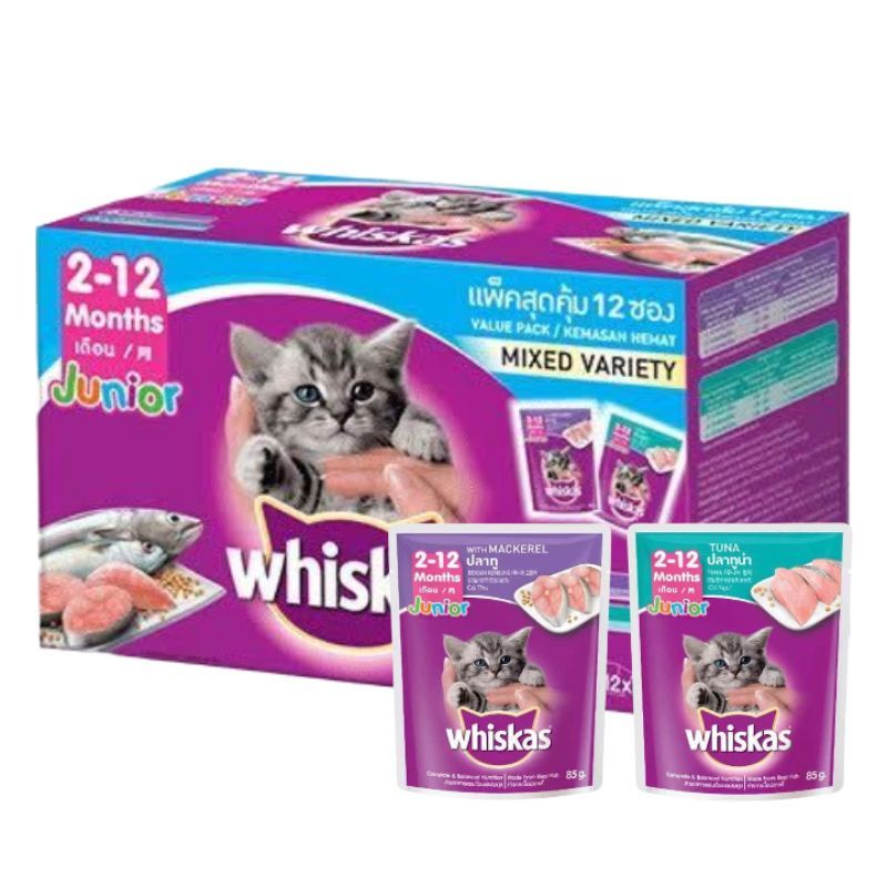 Jual Whiskas Pouch Junior 1 Dus isi 12 Makanan Kucing Basah Shopee