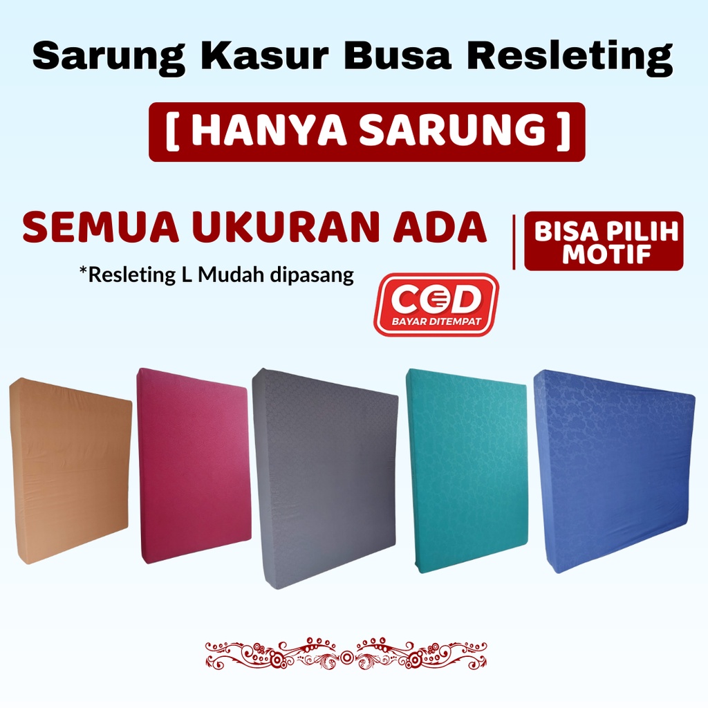 Jual Sarung Kasur Busa Resleting Embos/Polos Tebal 5, 10, 15, 20, 25 ...