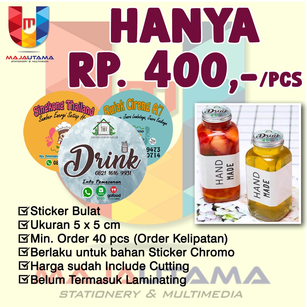 Jual STICKER LABEL KEMASAN PRODUK SATUAN BAHAN CHOROMO GLOSSY | Shopee ...