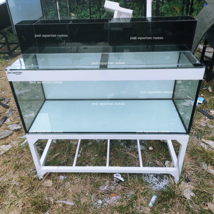 Jual aquarium 120x50x50 10mm rak ceper beground oracall putih Shopee