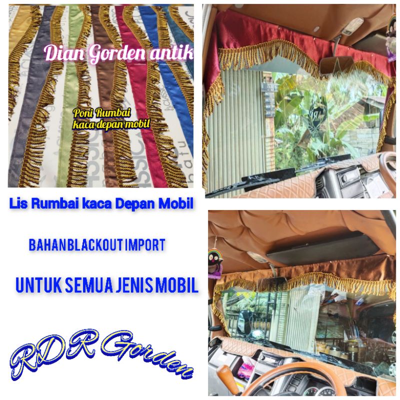 Jual Aksesoris Kaca Depan Mobil Kain Lis Rumbai Manik Manik Gorden