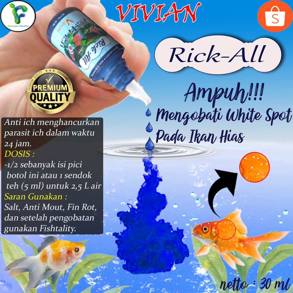 Jual Obat Ikan Anti Ich White Spot Vivian Rick All Methylene Blue Ml Obat Biru Ikan Shopee