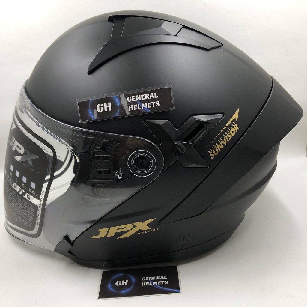 Jual HELM JPX NOVA X BLACK DOFF GOLD HALF FACE DOUBLE VISOR Shopee