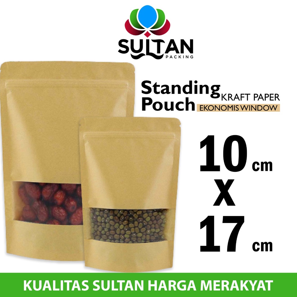 Jual Standing Pouch WINDOW Kraft Paper ZIPLOCK Plastik Klip Makanan PREMIUM Shopee Indonesia