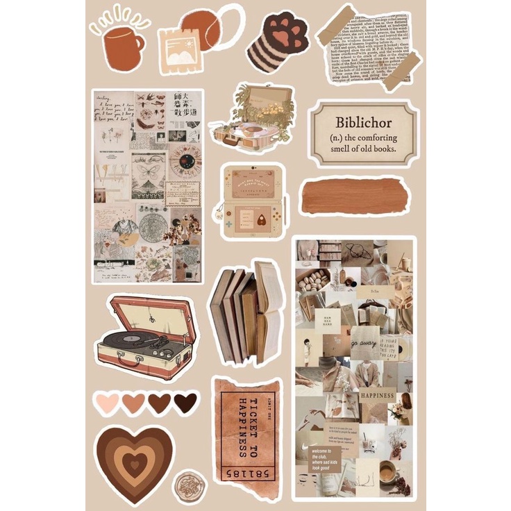 Jual Brown Vintage Stickers Stiker Coklat Aesthetic Stiker Vintage Stiker Retro Stiker 