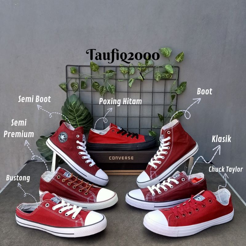 Sepatu Converse All Star Sneakers Combinasi Warna Merah Maroon