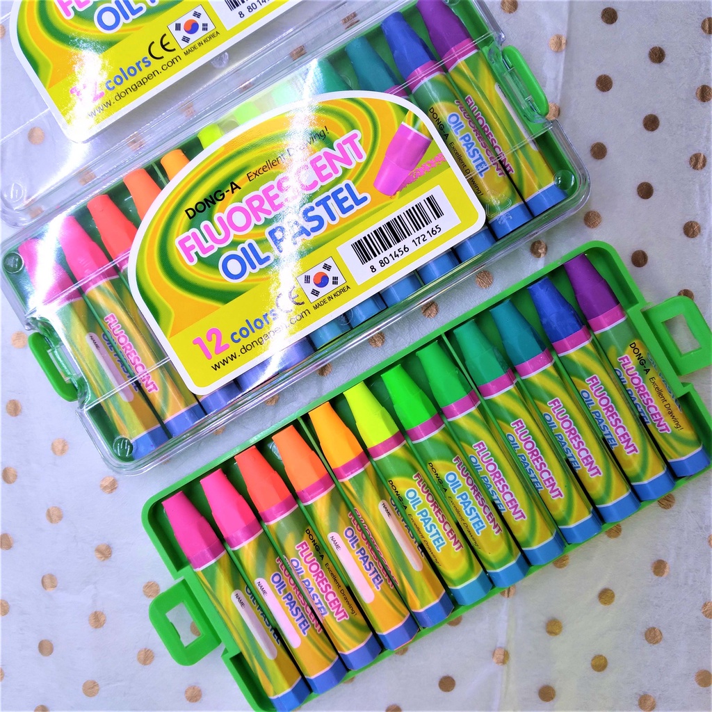 Jual Crayon Dong A Fluorescent 12w / Crayon Oil Pastel Fluorescent Stabilo Dong A 12 Warna