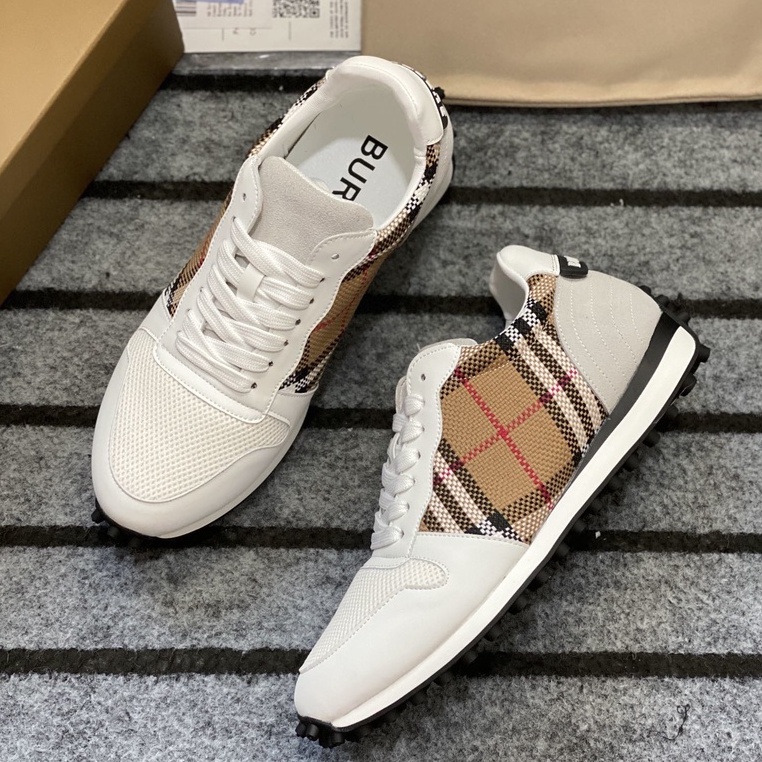 Jual Original Burberry Men s Leather White Low top Sneaker size 38 44 Shopee Indonesia