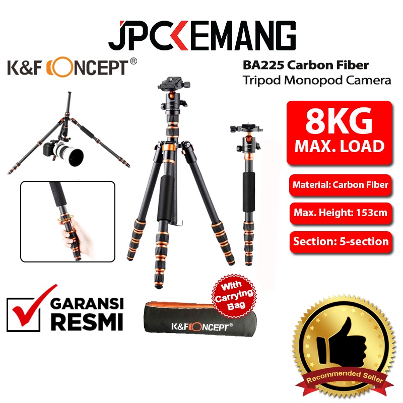 Jual K&F Concept BA225 Carbon Fiber Tripod Monopod Camera KNF KF Garansi Resmi Shopee Indonesia