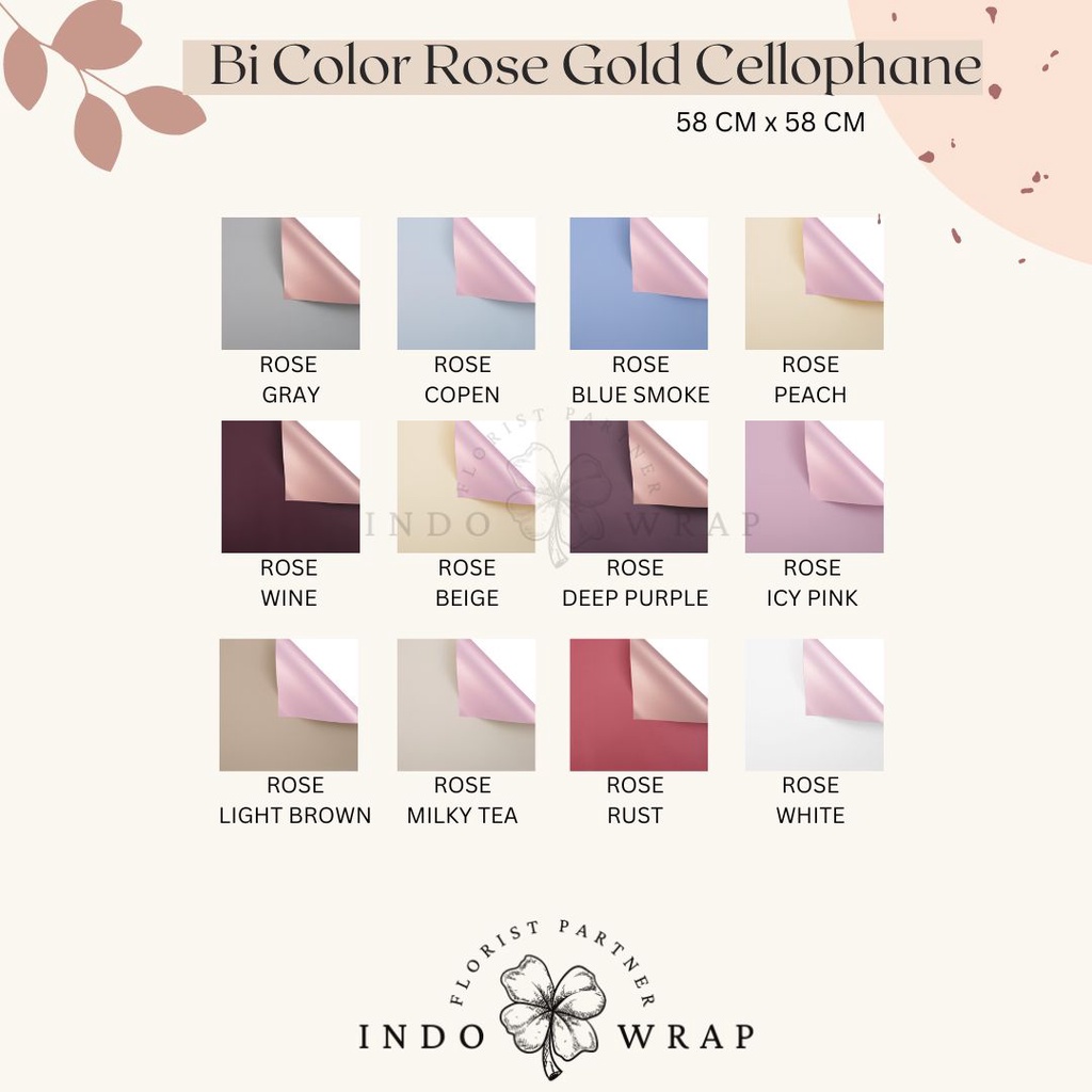 Jual KERTAS FLOWER WRAPPING BI COLOR ROSE GOLD CELLOPHANE ECER KERTAS ...