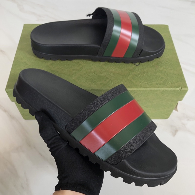 Jual GUCCI TREK WEB SLIDES BLACK Shopee Indonesia
