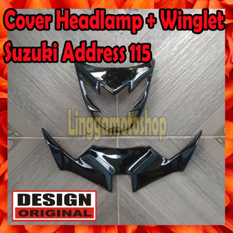 Jual Paket Winglet Cover Headlamp Suzuki Address Lis Topeng Sayap Panel Lampu Garnish