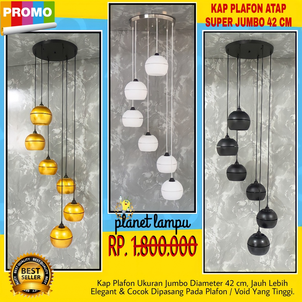 Jual LAMPU GANTUNG HIAS VOID TANGGA 6 IN 1 RUANG TAMU MINIMALIS CAFE ...