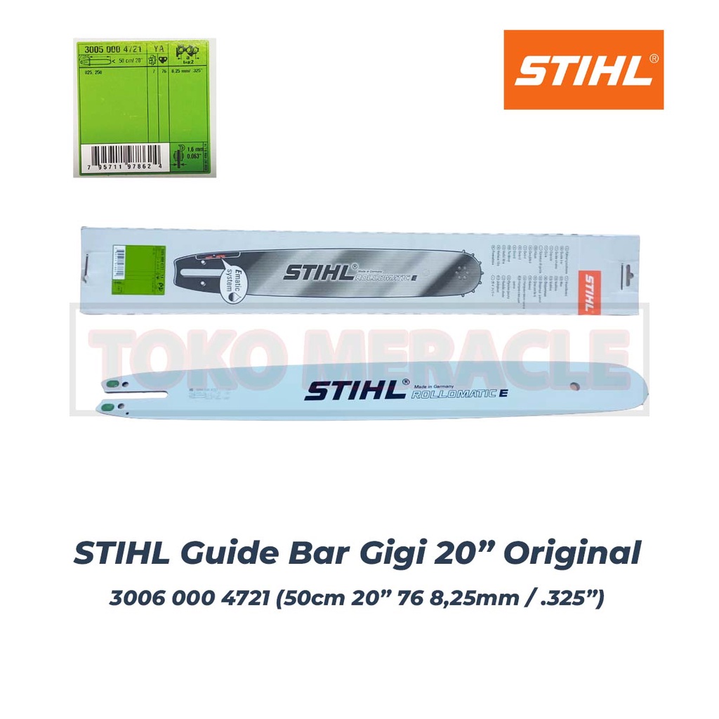 Jual STIHL Guide Bar 20" Gigi Original Bar Chainsaw Asli 76 .325